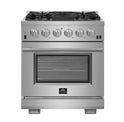 Cocina a gas Capriasca de 30 pulgadas con 5 quemadores, horno de convección y 100,000 BT