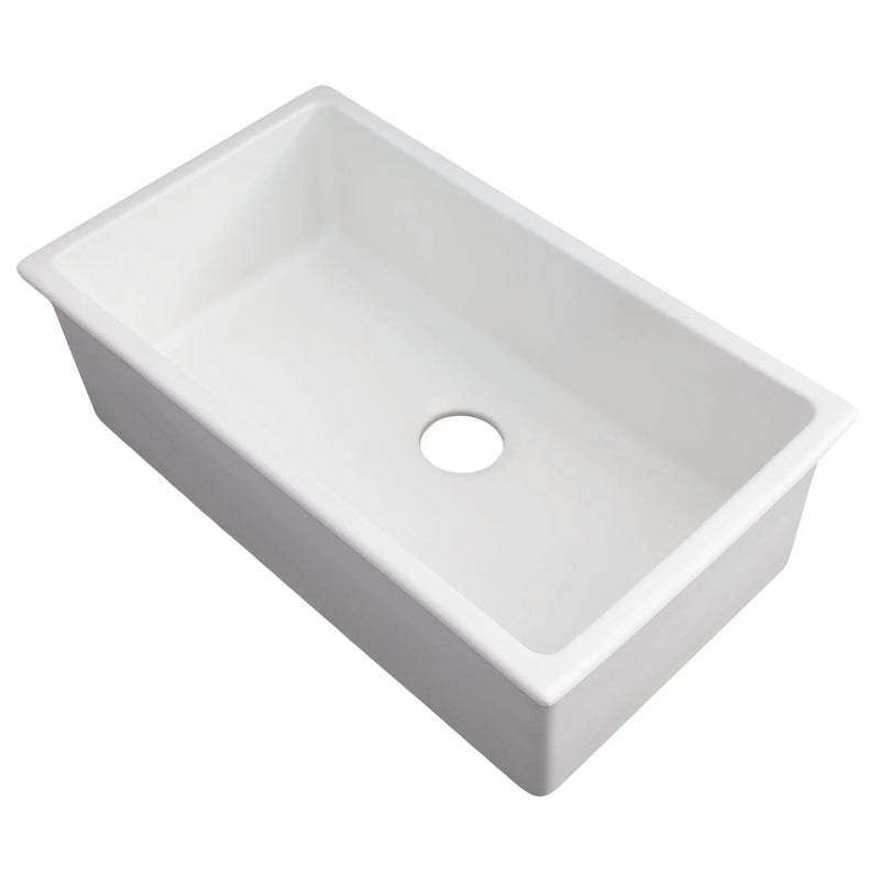 ZLINE 30 in. Rome Dual Mount Single Bowl Fireclay Kitchen Sink with Bottom Grid in White Gloss (FRC5124-WH-30) Zline