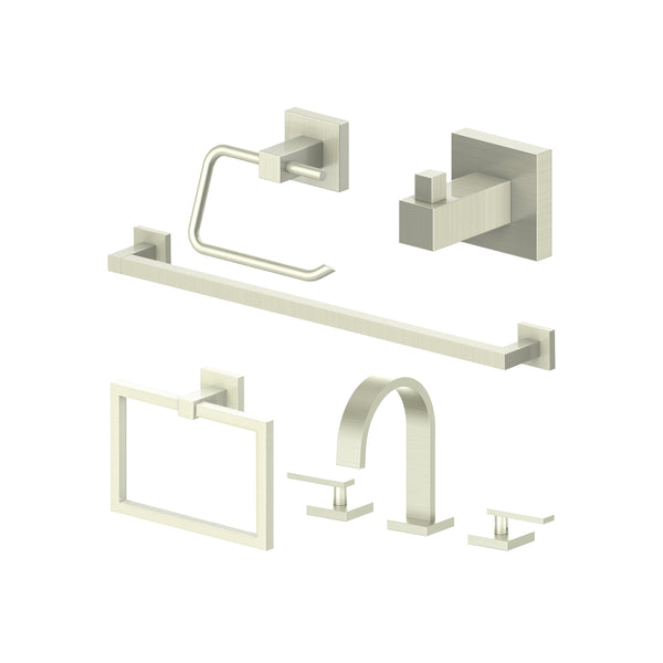 Juego de grifo y accesorios para baño de 5 piezas (5BP-BLSACCF-BN)