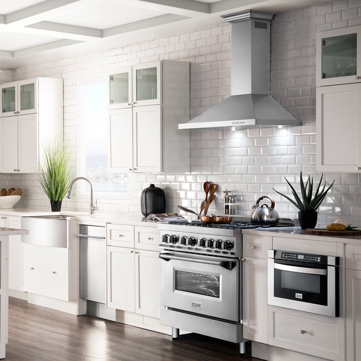 ZLINE 48" Convertible Vent Wall Mount Range Hood in Stainless Steel with Crown Molding (KBCRN-48) Zline