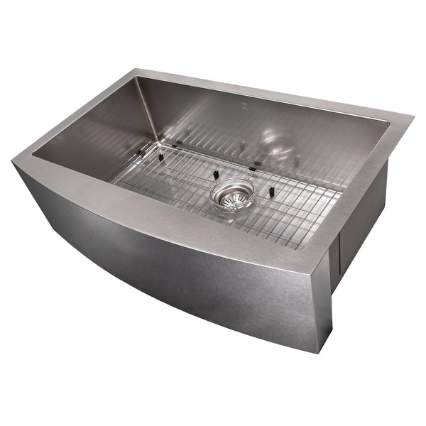 Fregadero frontal tipo delantal ZLINE de 33 pulgadas en acero inoxidable DuraSnow (de un solo tazón) (SAS-...