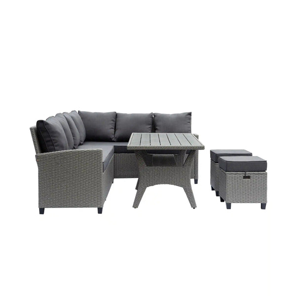 Conjunto de sofá seccional de mimbre para patio y otomana con mesa Deko Living (COP300)