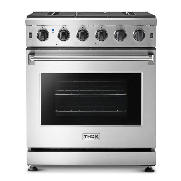 Cocina a gas profesional Thor Kitchen de 30 pulgadas y 4,55 pies cúbicos en acero inoxidable (LRG)