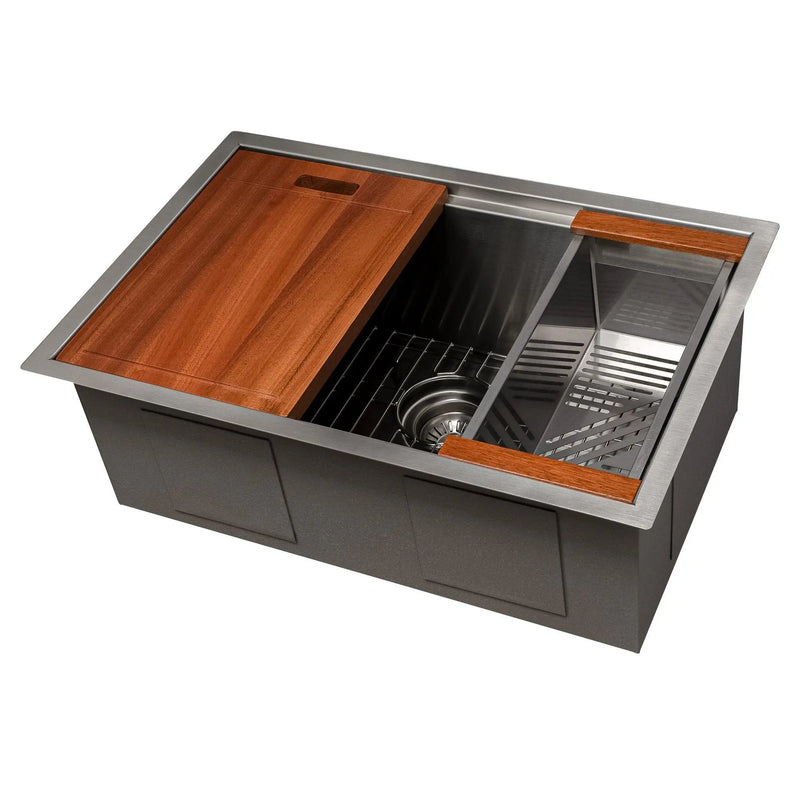 ZLINE 27 in. Garmisch Undermount Single Bowl Satin Stainless Steel Kitchen Sink with Bottom Grid and Accessories (SLS-27S) Zline
