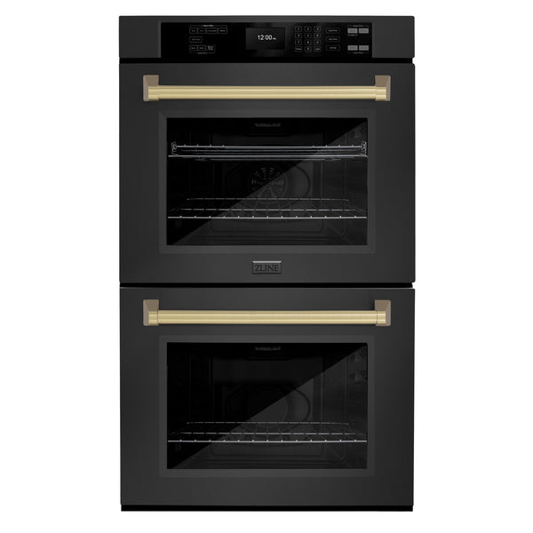Horno de pared doble de convección verdadera profesional ZLINE Autograph Edition de 30 pulgadas con