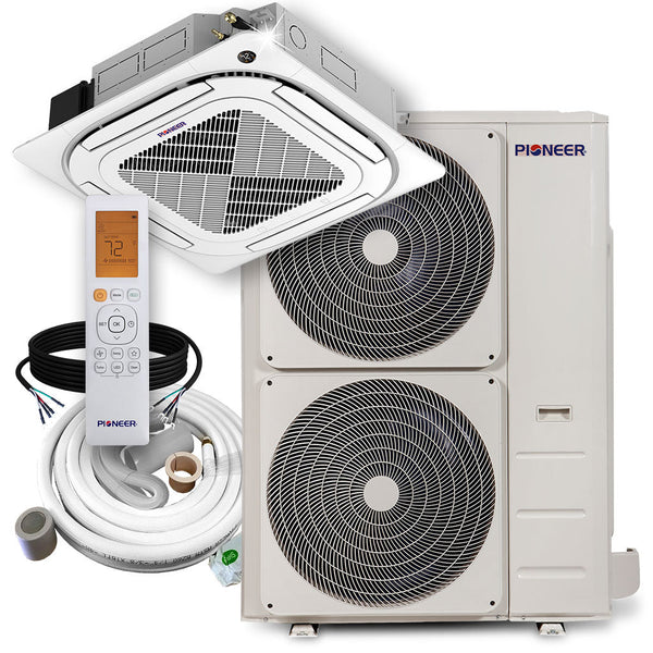 Aire acondicionado minisplit de casete delgado de 8 vías Pioneer® de 48,000 BTU y 17.8 SEER