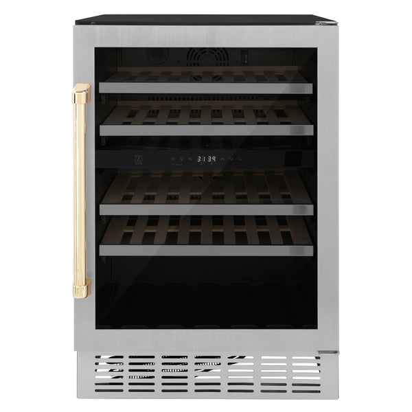 Enfriador de vinos ZLINE 24 en acero inoxidable con acabado dorado (RWVZ-UD-24-G)