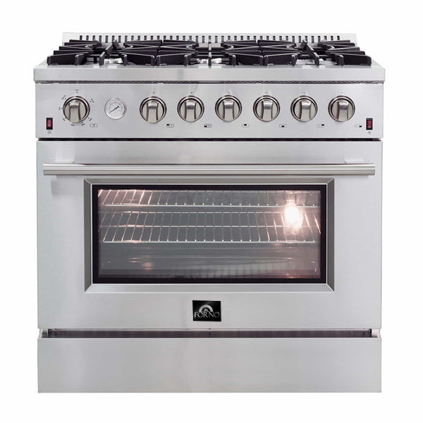 Cocina a gas Forno de 36 pulgadas de alta calidad con 6 quemadores, horno a gas y temperatura G