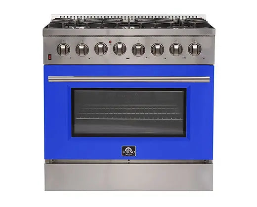 Forno 36-Inch Galiano Dual Fuel Range with 6 Gas Burners and 240v Electric Oven Forno