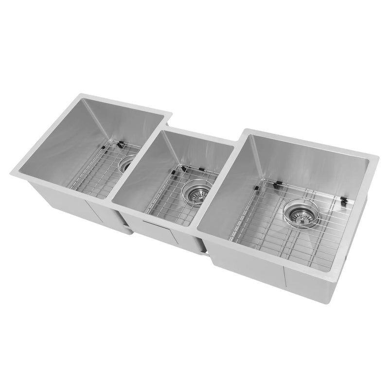 ZLINE 45 in. Breckenridge Undermount Triple Bowl Satin Stainless Steel Kitchen Sink with Bottom Grid (SLT-45S) Zline