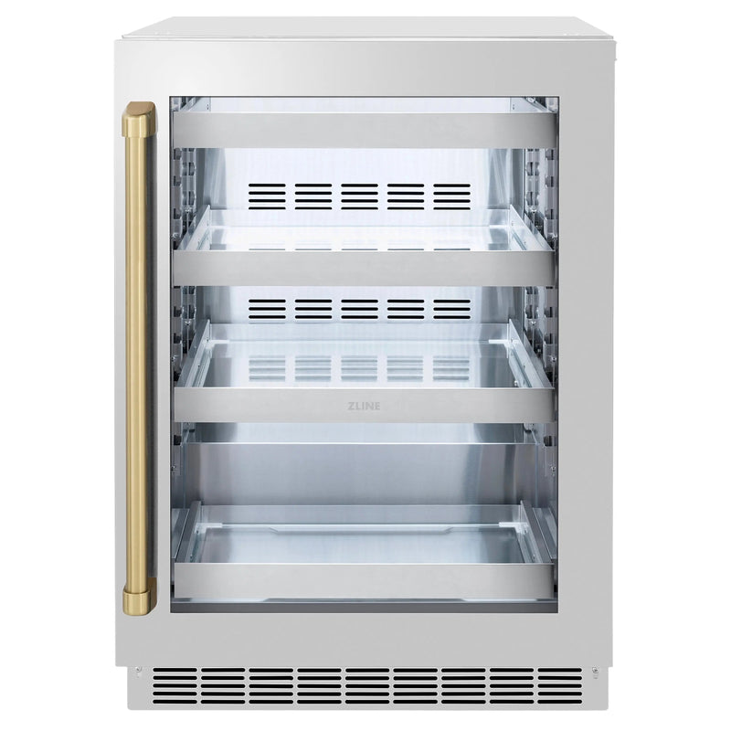 ZLINE 24 In. Touchstone Beverage Fridge with Stainless Steel Glass Door and Cham Zline