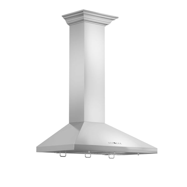 ZLINE 24" Convertible Vent Wall Mount Range Hood in Stainless Steel with Crown Molding (KECRN-24)