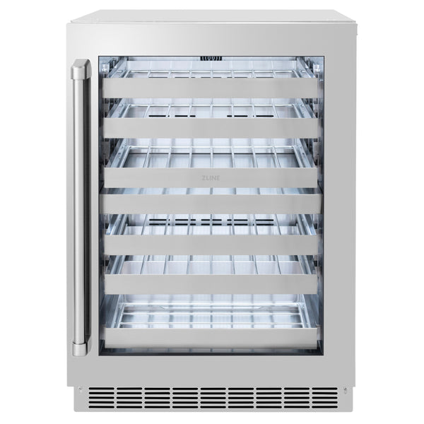 Enfriador de vinos ZLINE de 24 pulgadas y doble zona con puerta de vidrio de acero inoxidable (RWDO-GS-24)