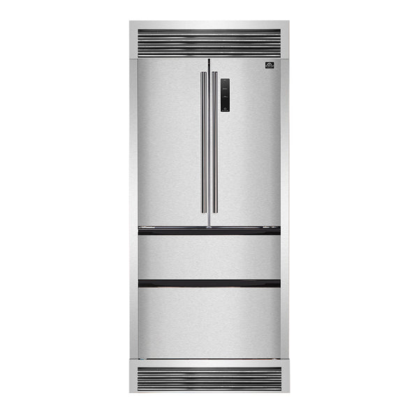 Refrigerador de puerta francesa empotrado Bovino de 33 pulgadas con profundidad de mostrador y 19 pies cúb.