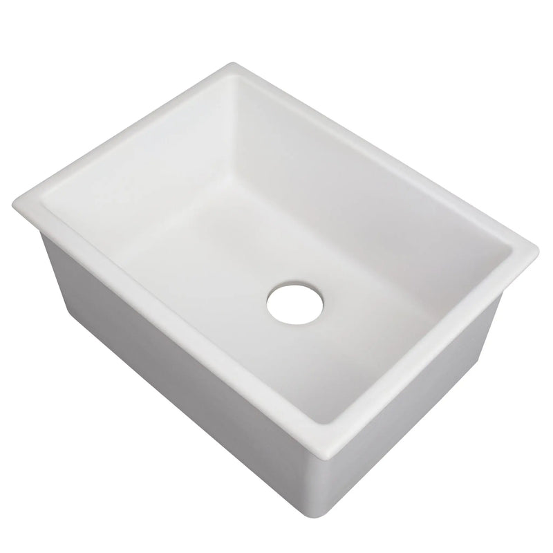 ZLINE 24 in. Rome Dual Mount Single Bowl Fireclay Kitchen Sink with Bottom Grid in White Matte (FRC5123-WM-24) Zline