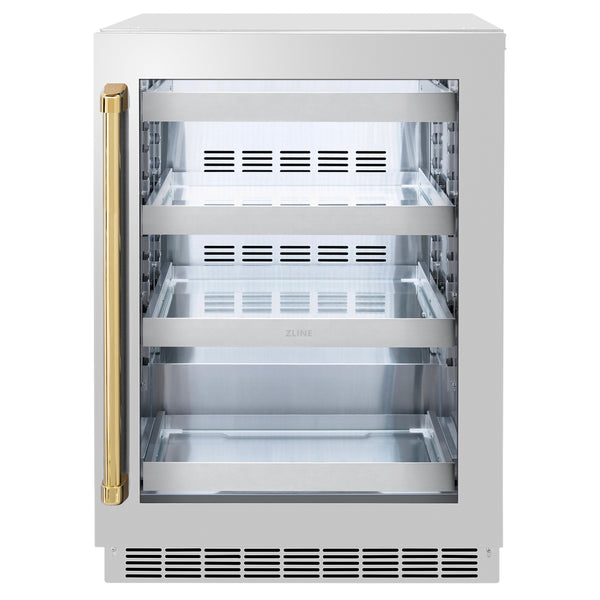 Refrigerador de bebidas Touchstone ZLINE de 24 pulgadas con puerta de vidrio de acero inoxidable y poli