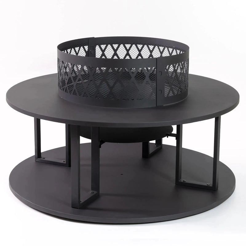 Deko Living 38-Inch Diameter Outdoor Steel Woodburning  Fire Pit with Log Storag Deko Living