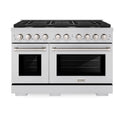 Cocina a gas ZLINE de 48 pulgadas y 6,7 pies cúbicos con horno doble y 8 quemadores en acero inoxidable SGR48