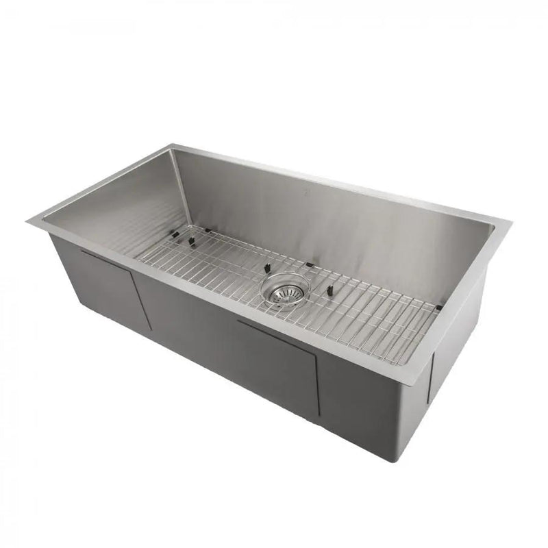 ZLINE 33 in. Meribel Undermount Single Bowl Stainless Steel Kitchen Sink with Bottom Grid (SRS-33) Zline