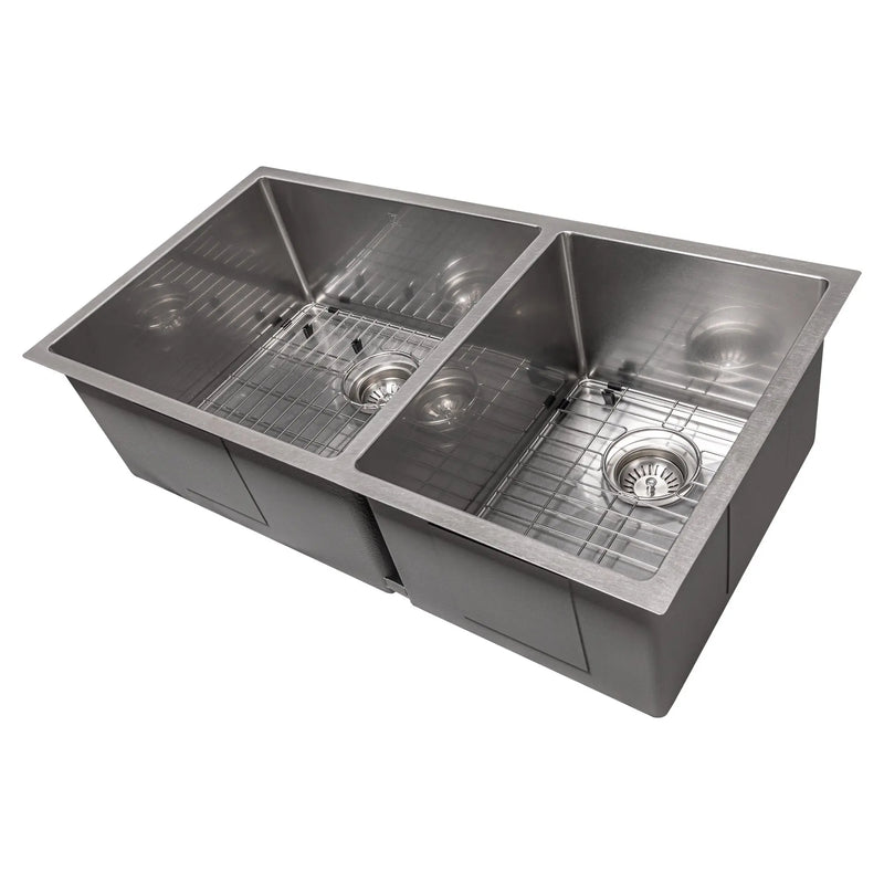 ZLINE 36 in. Chamonix Undermount Double Bowl Stainless Steel Kitchen Sink with Bottom Grid (SR60D-36) Zline