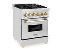 ZLINE Autograph Edition 24 in. 2.8 cu. ft. Legacy Dual Fuel Range with 4 Burner Gas Cooktop and Electric Convection Oven in Stainless Steel and Polished Gold Accents (RAZ-24-G)