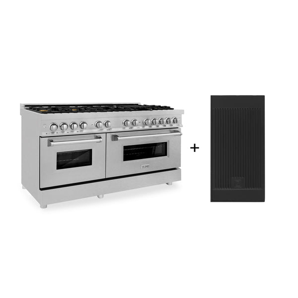 Gama de combustible dual ZLINE 60 con estufa a gas y horno eléctrico en acero inoxidable DuraSnow®.