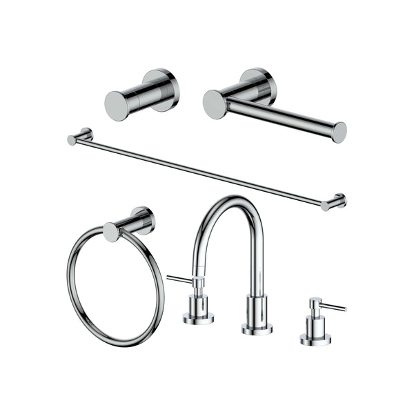 Juego de grifo y accesorios para baño de 5 piezas (5BP-EMBYACCF-CH)