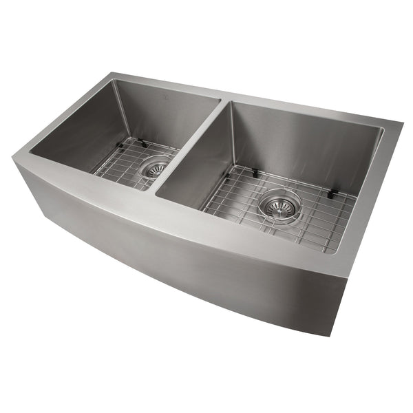 Fregadero con delantal frontal ZLINE de 36 pulgadas en acero inoxidable DuraSnow (doble cubeta) (SA50...