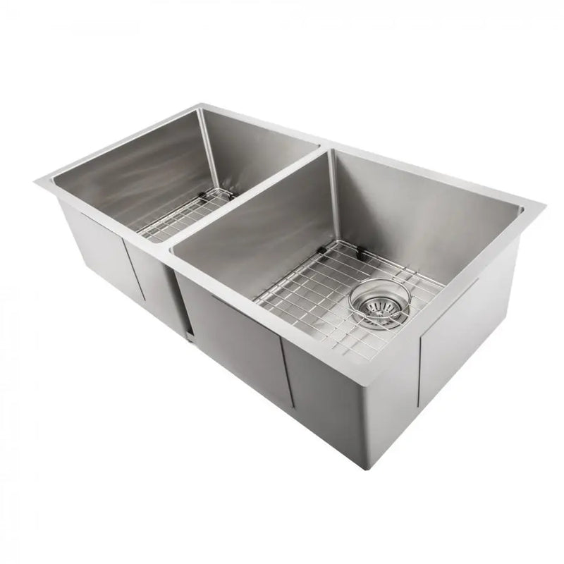 ZLINE 36 in. Anton Undermount Double Bowl Satin Stainless Steel Kitchen Sink with Bottom Grid (SR50D-36S) Zline
