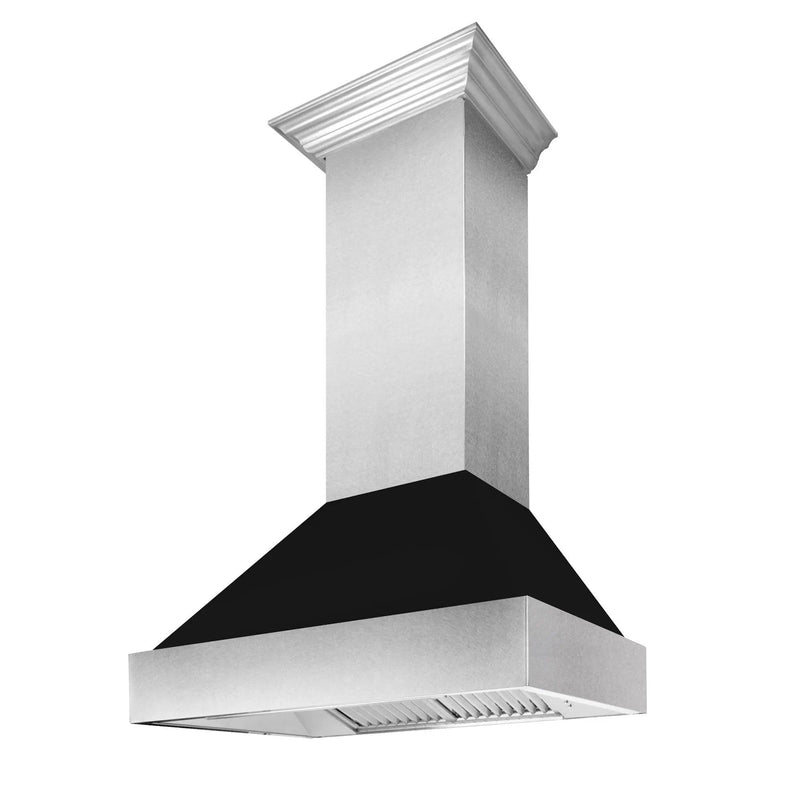 30" Ducted Fingerprint Resistant Stainless Steel Range Hood with Black Matte Shell (8654BLM-30) Zline