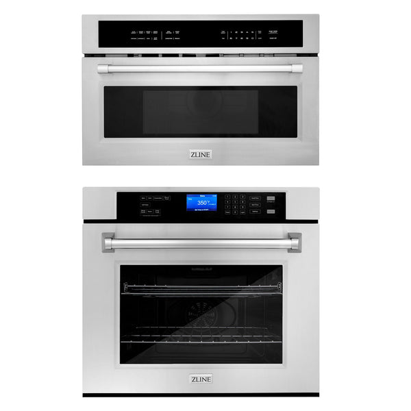 Horno microondas de convección empotrado de acero inoxidable ZLINE de 30" y pared simple de 30"