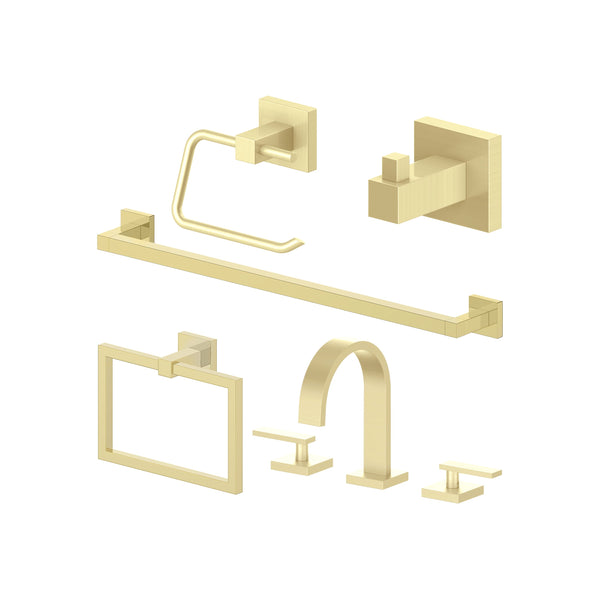 Juego de 5 grifos y accesorios para baño (5BP-BLSACCF-PG)
