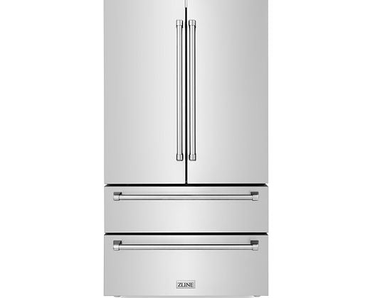 Refrigerador independiente ZLINE de 36" y 22,5 pies cúbicos con puerta francesa y máquina de hielo en Fi