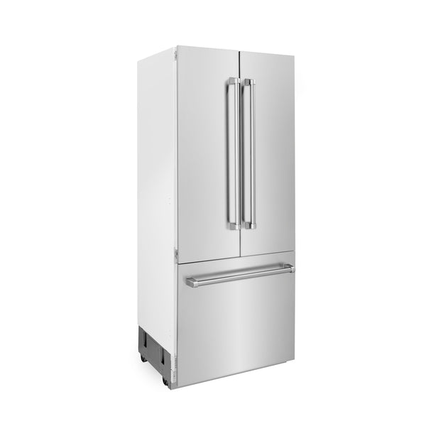 Refrigerador empotrado ZLINE de 36" y 19.6 pies cúbicos con puerta francesa y lavadora interna