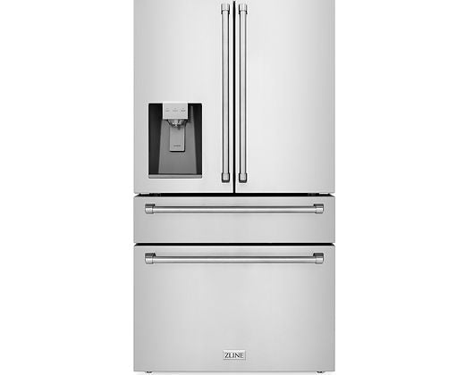 Refrigerador independiente de puerta francesa ZLINE de 36" y 21,6 pies cúbicos con agua y hielo D