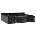 ZLINE 36 in. Legacy Gas Rangetop with 6 Brass Burners and Porcelain Cooktop in Black Stainless Steel (RTB-BR-36)