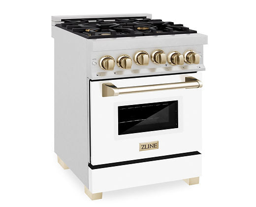 Gama ZLINE Autograph Edition de 24" y 2.8 pies cúbicos con estufa y horno a gas en Dur
