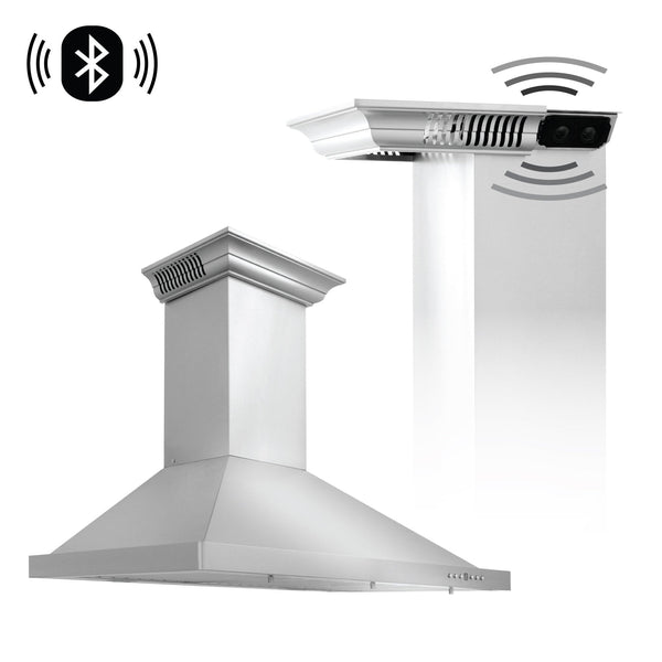 Campana extractora de pared con ventilación canalizada ZLINE CrownSound en acero inoxidable con...