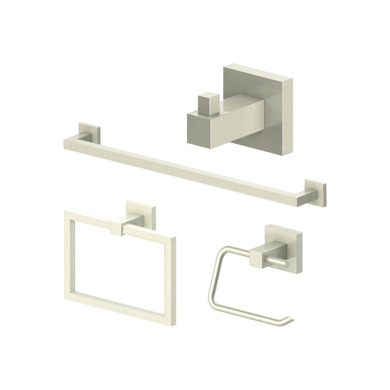 ZLINE Bliss Bathroom Package with Towel Rail, Hook, Ring and Toilet Paper Holder in Brushed Nickel Zline