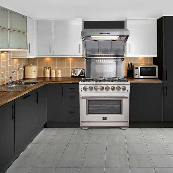 Cocina a gas Forno Galiano de 36 pulgadas con 6 quemadores y horno de convección a gas (FFSGS624)