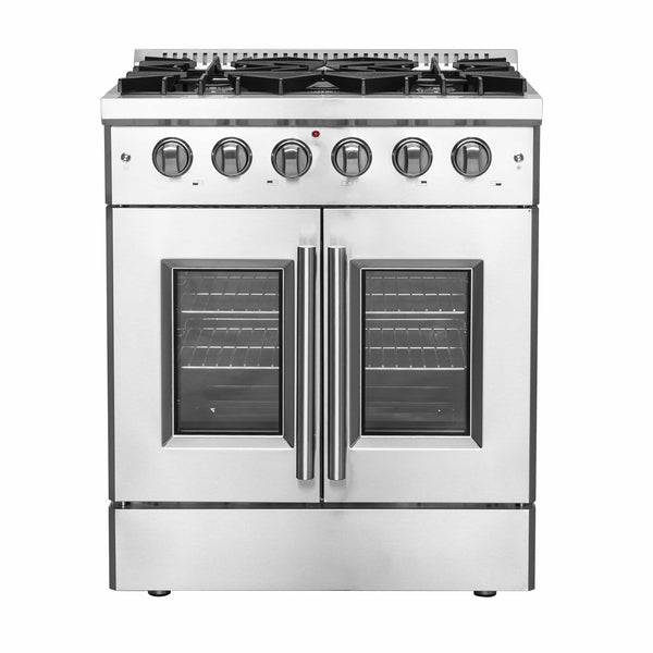 Cocina a gas Forno Vittorio de 30 pulgadas con puerta francesa, 5 quemadores sellados y 68 000 BTU