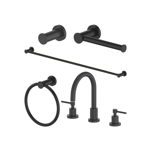 Conjunto de 5 grifos y accesorios para baño (5BP-EMBYACCF-MB)