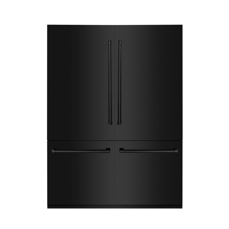 ZLINE 60 in. 32.2 cu. ft. French Door Built-In Bottom Freezer Refrigerator with Water Dispensers and Ice Makers in Black Stainless Steel (RBIV-BS-60) Zline