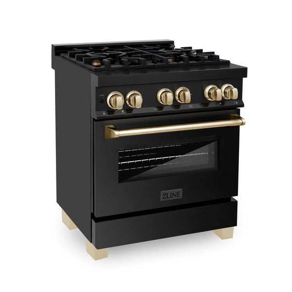 Cocina de combustible dual ZLINE Autograph Edition de 30" y 4.0 pies cúbicos con estufa de gas y electricidad