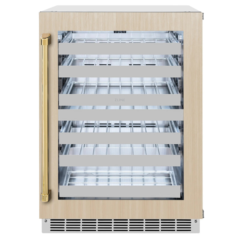 ZLINE 24 In. Touchstone Wine Cooler with Panel-Ready Glass Door and Polished Gold Handle (RWDPOZ-24-G) Zline