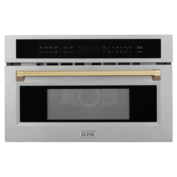 Horno microondas ZLINE 30 Autograph en acero inoxidable DuraSnow con acabado bronce champán...