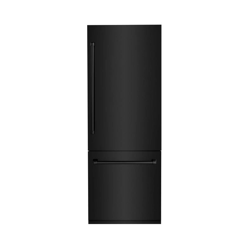 ZLINE 30" 16.1 cu. ft. Built-In 2-Door Bottom Freezer Refrigerator with Internal Water and Ice Dispenser in Black Stainless Steel (RBIV-BS-30) Zline