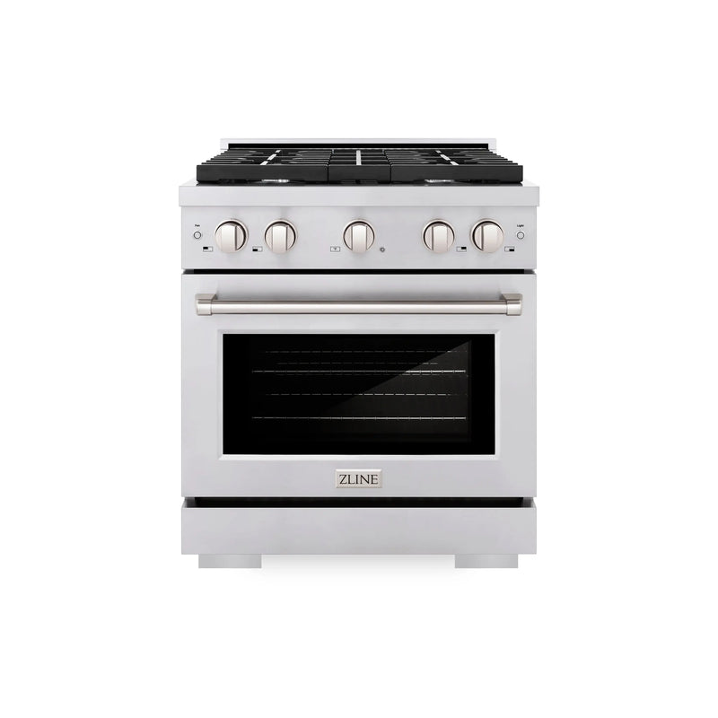 ZLINE 30 in. 4.2 cu. ft. Paramount Gas Range with 4 Burner Cooktop and Convection Gas Oven in Stainless Steel (SGR30) Zline