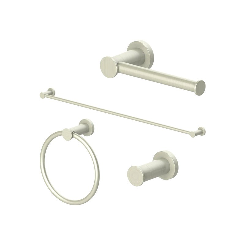 ZLINE Emerald Bay Bathroom Accessories Package with Towel Rail, Hook, Ring and Toilet Paper Holder in Brushed Nickel (4BP-EMBYACC-BN) Zline