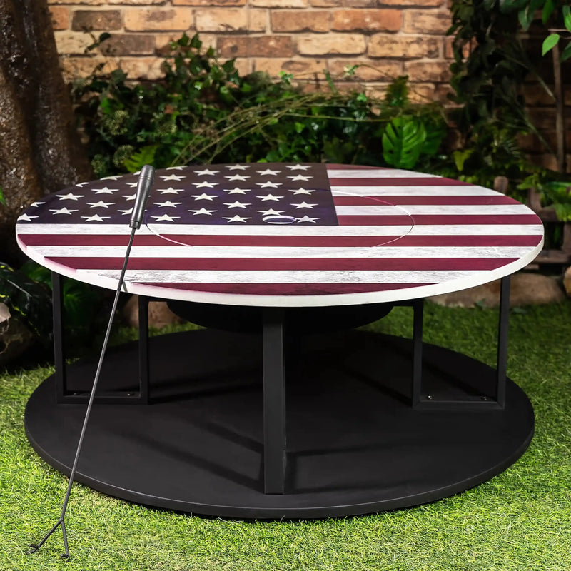 Deko Living 38-Inch Diameter Commemorative Outdoor Steel Woodburning  Fire Pit w Deko Living